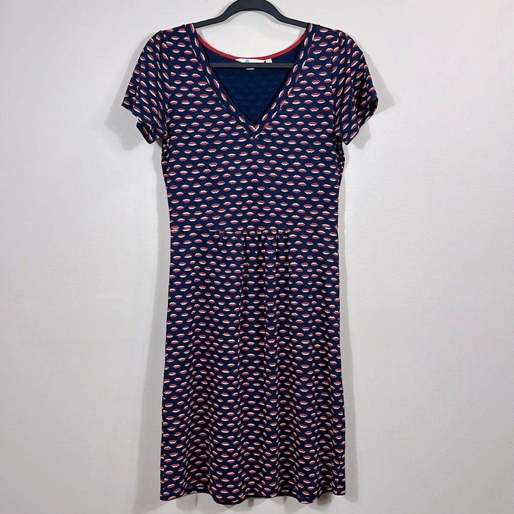 Boden Penelope Lip Novelty Print Shortsleeve Dress Modal Cotton Summer Women 4R